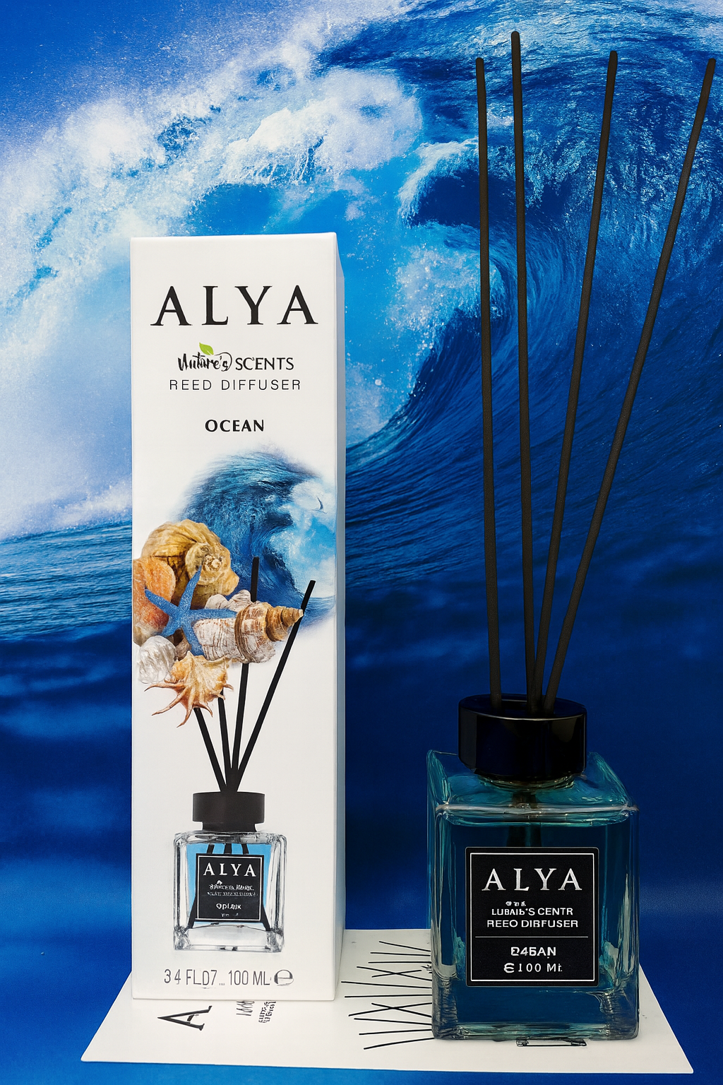 Odorizant de Cameră OCEAN – ALYA | Reed Diffuser cu Bețișoare din Ratan – 100 ml
