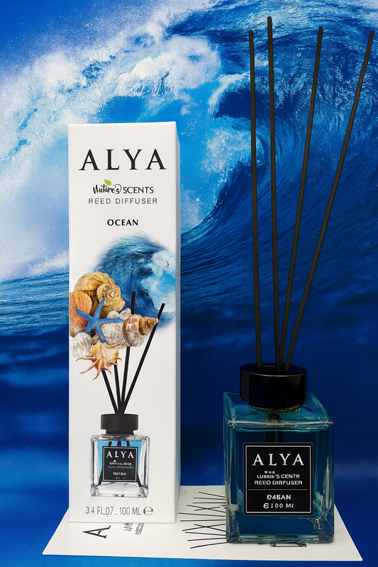 Odorizant de Cameră OCEAN – ALYA | Reed Diffuser cu Bețișoare din Ratan – 100 ml
