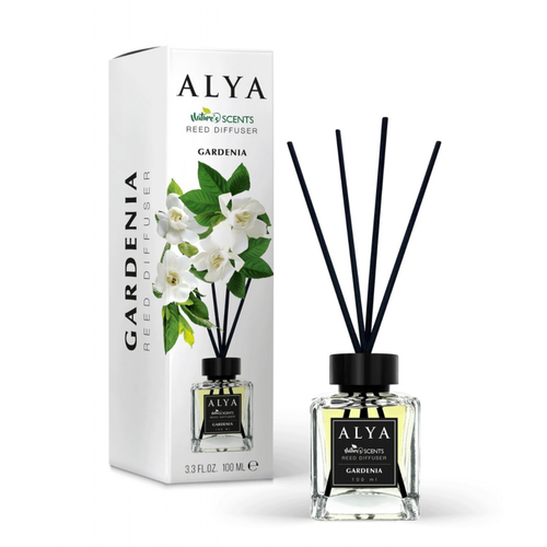 Odorizant de Cameră GARDENIA – ALYA | Reed Diffuser cu Bețișoare din Ratan – 100 ml