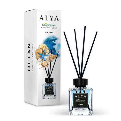 Odorizant de Cameră OCEAN – ALYA | Reed Diffuser cu Bețișoare din Ratan – 100 ml