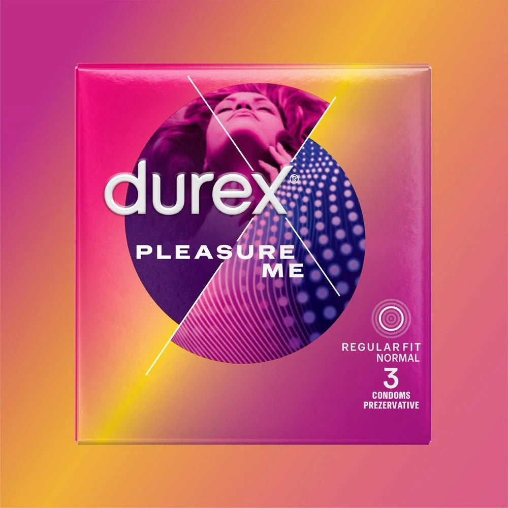 Prezervative Durex Pleasure Me 3 bucăți — Textură cu Nervuri și Puncte pentru Senzații Intense