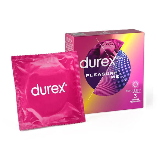 Prezervative Durex Pleasure Me 3 bucăți — Textură cu Nervuri și Puncte pentru Senzații Intense